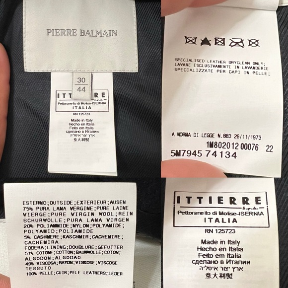 Pierre Balmain Womens Leather Panel Wool Blend Coat Size 30 Luxury Winter‎ - Picture 11 of 12